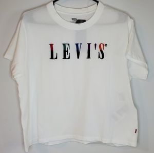 Levi's White T-shirt, Embroidered-White Size S New